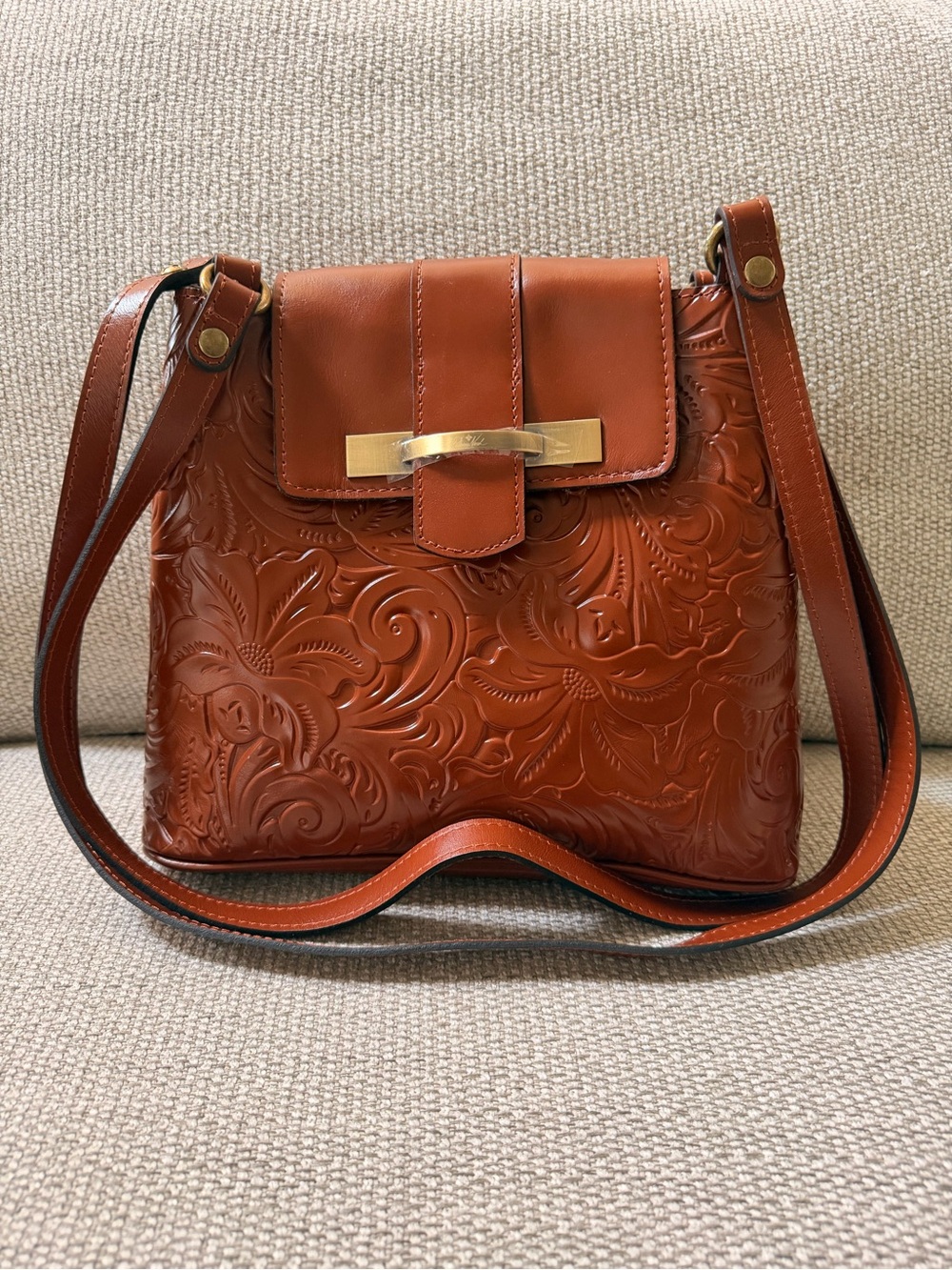Patricia Nash Larone Tooled Leather Shoulder Bag Florence NWOT Dust Bag